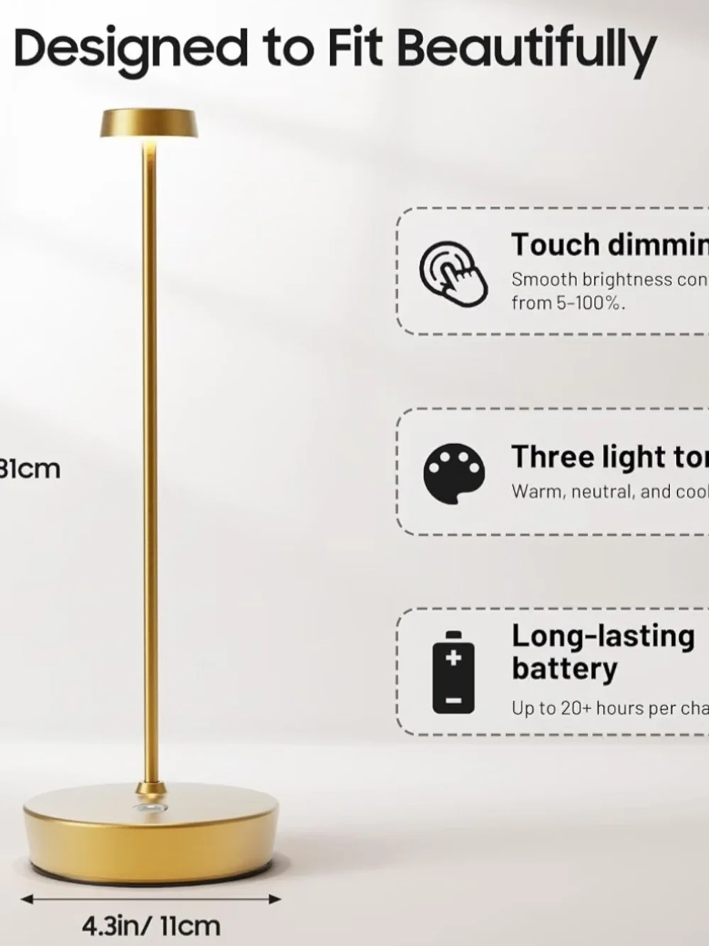 Outdoor Gold Minimalist Table Lamps 1 Pair - New